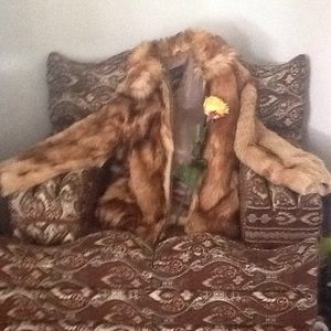 Fox fur mid length coat